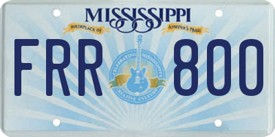 MS license plate FRR800