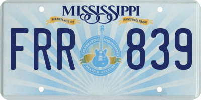 MS license plate FRR839