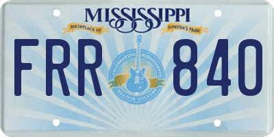 MS license plate FRR840