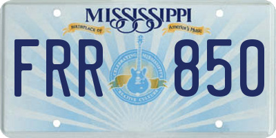 MS license plate FRR850
