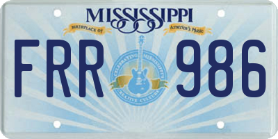 MS license plate FRR986