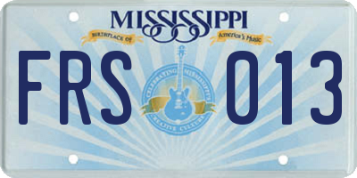MS license plate FRS013