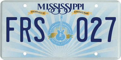 MS license plate FRS027