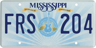 MS license plate FRS204