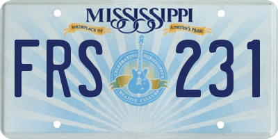 MS license plate FRS231