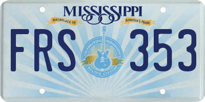 MS license plate FRS353