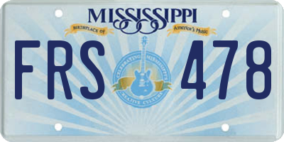 MS license plate FRS478
