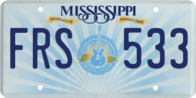 MS license plate FRS533