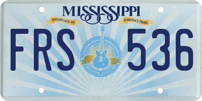 MS license plate FRS536