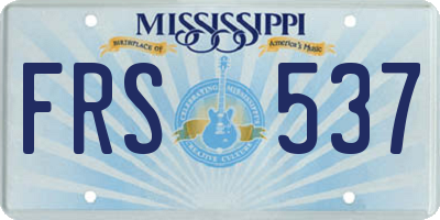 MS license plate FRS537
