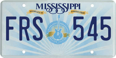 MS license plate FRS545