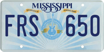 MS license plate FRS650