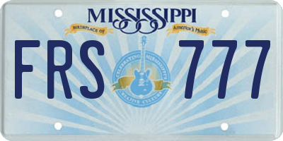 MS license plate FRS777