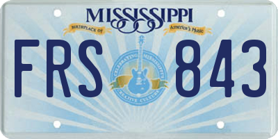 MS license plate FRS843