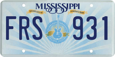 MS license plate FRS931