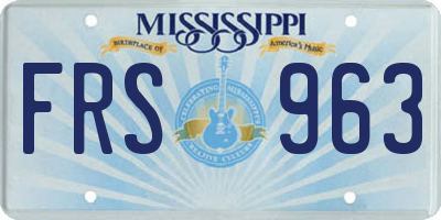 MS license plate FRS963