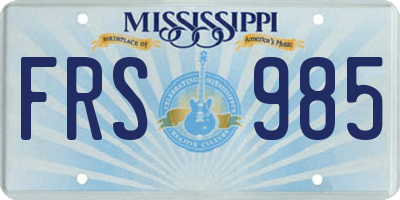 MS license plate FRS985