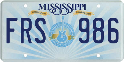 MS license plate FRS986