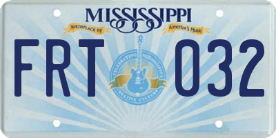 MS license plate FRT032