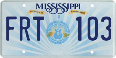 MS license plate FRT103