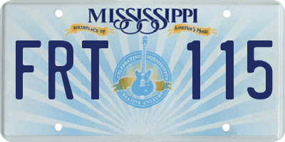 MS license plate FRT115