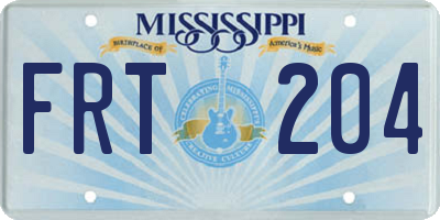MS license plate FRT204