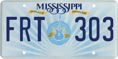 MS license plate FRT303