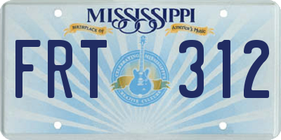 MS license plate FRT312