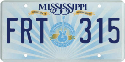 MS license plate FRT315