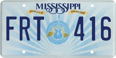 MS license plate FRT416