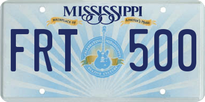 MS license plate FRT500