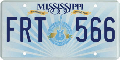 MS license plate FRT566