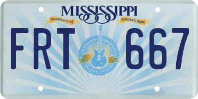MS license plate FRT667