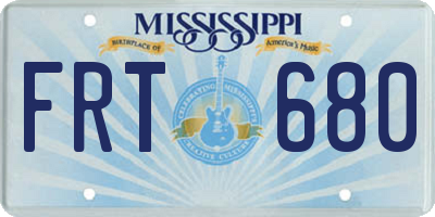 MS license plate FRT680