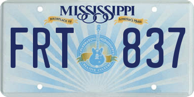 MS license plate FRT837