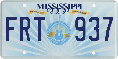 MS license plate FRT937