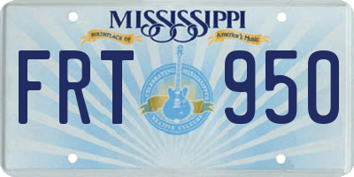 MS license plate FRT950