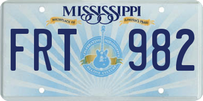 MS license plate FRT982
