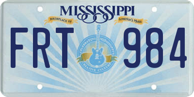 MS license plate FRT984