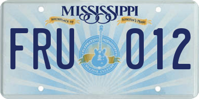 MS license plate FRU012