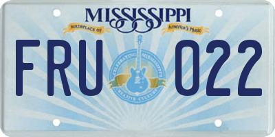 MS license plate FRU022