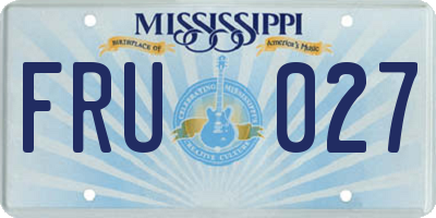 MS license plate FRU027