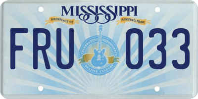 MS license plate FRU033