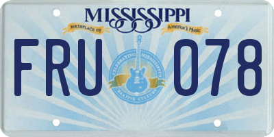 MS license plate FRU078