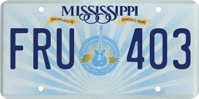 MS license plate FRU403