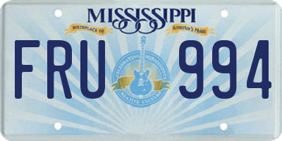 MS license plate FRU994