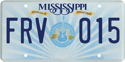 MS license plate FRV015