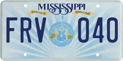 MS license plate FRV040