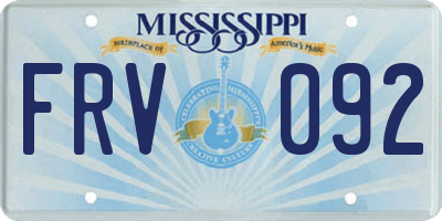 MS license plate FRV092