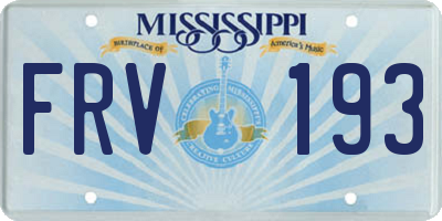 MS license plate FRV193